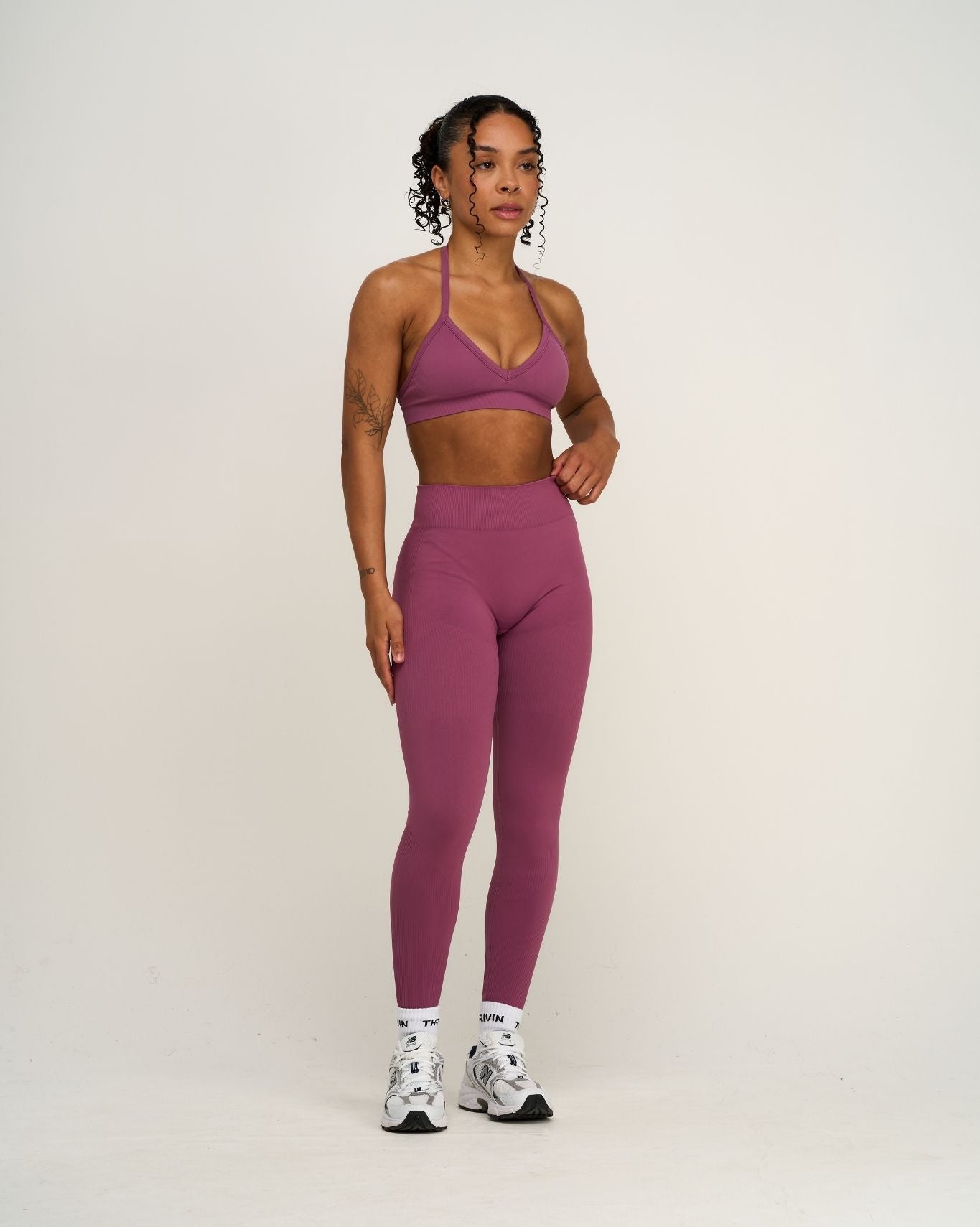 Elevate™ Ribbed Mid-Waisted Contour Leggings | Orchid Mauve