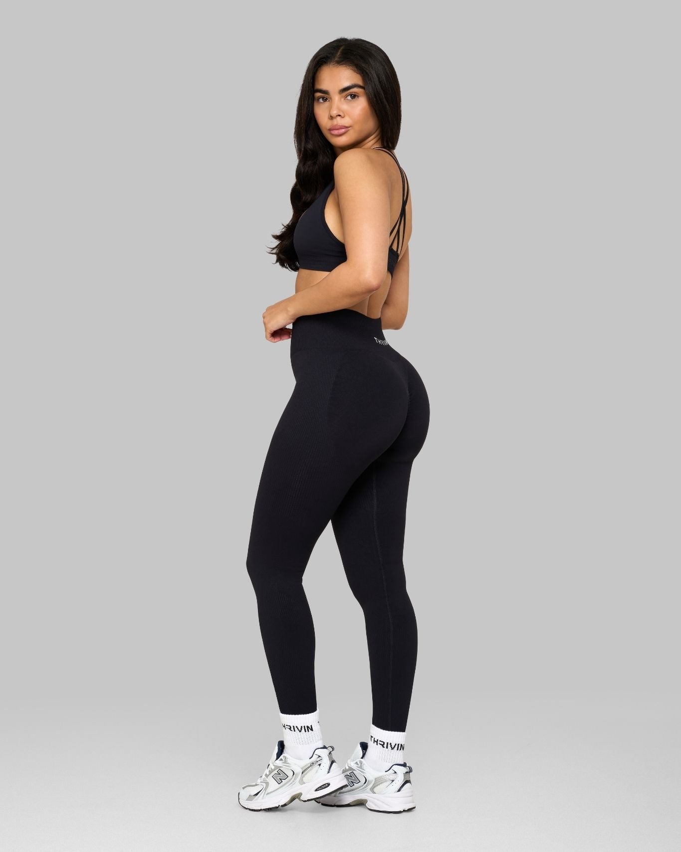Elevate™ Ribbed High-Waisted Contour Leggings | Night Black