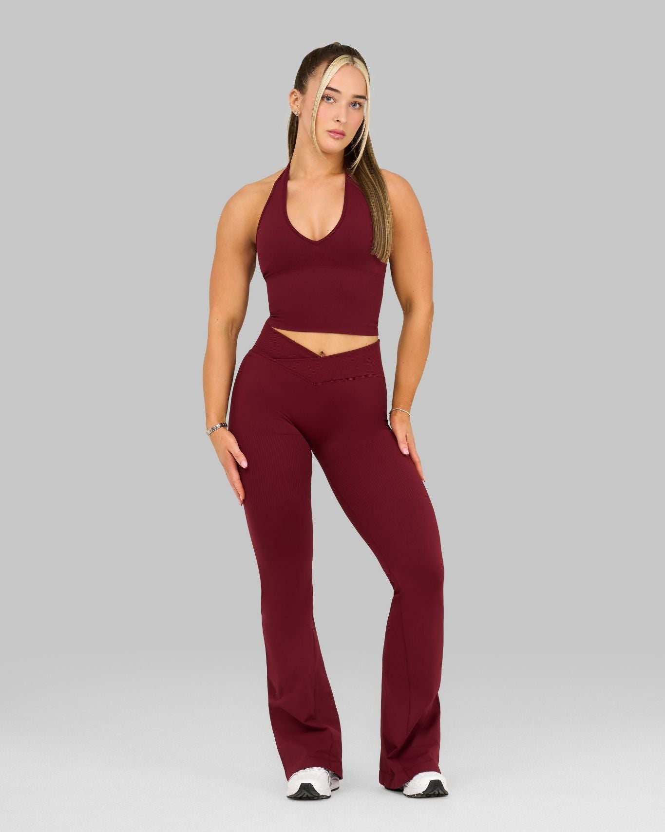Elevate V-Waist Flared Legging | Fine Wine