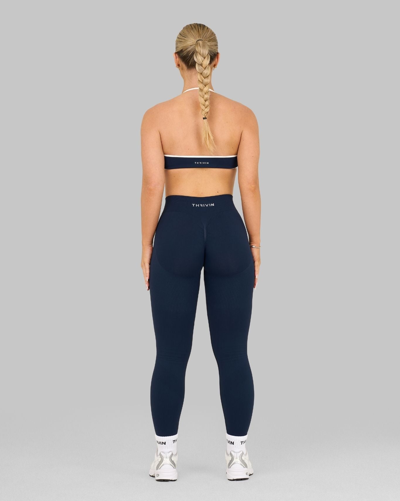 Elevate Ribbed High-Waisted Contour Leggings | Midnight Navy