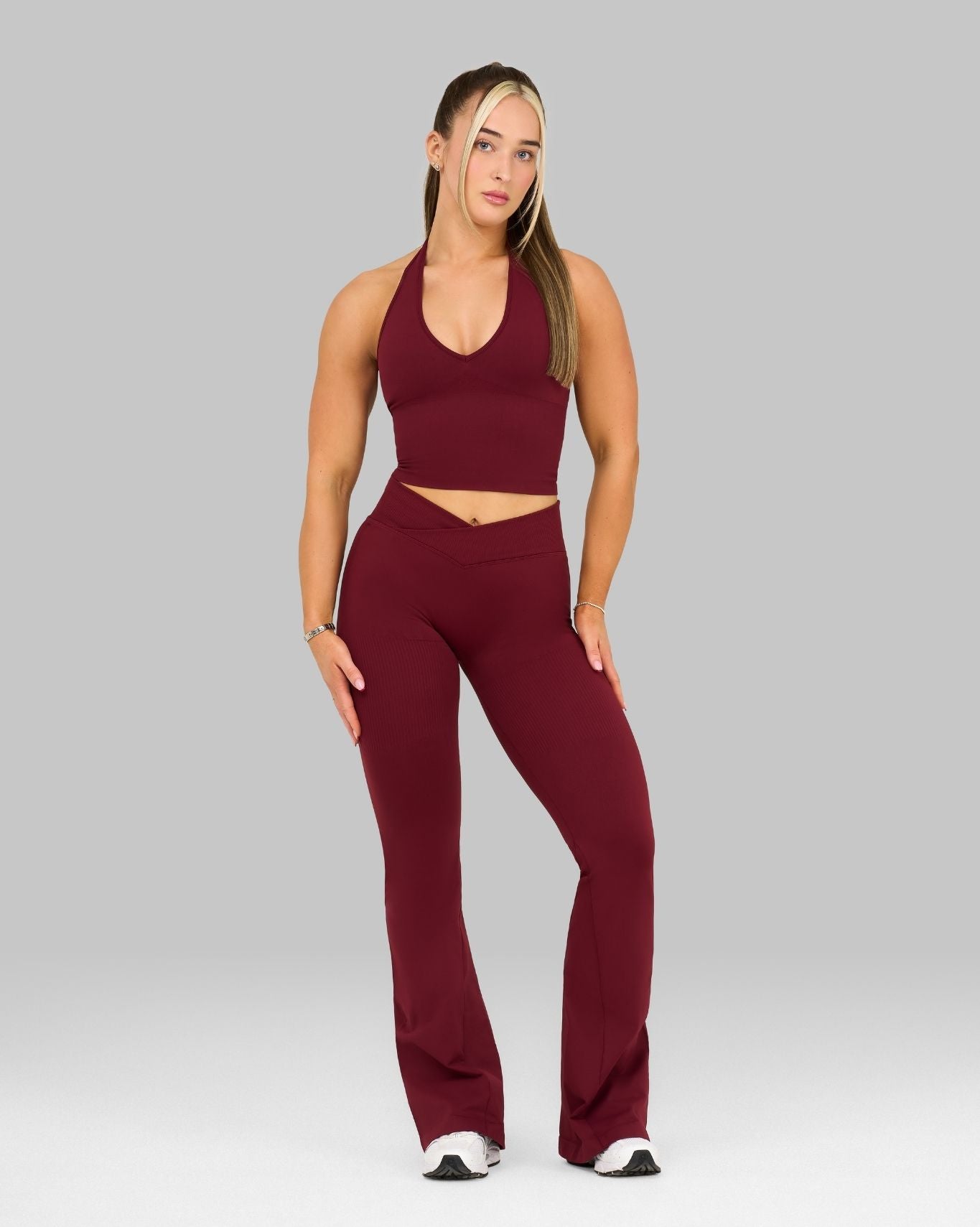 Elevate V-Waist Flared Legging | Fine Wine