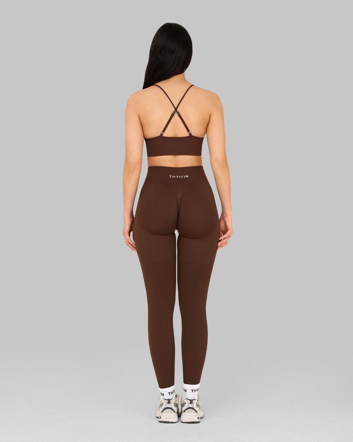 Elevate Ribbed High-Waisted Contour Leggings | Bourbon Brown