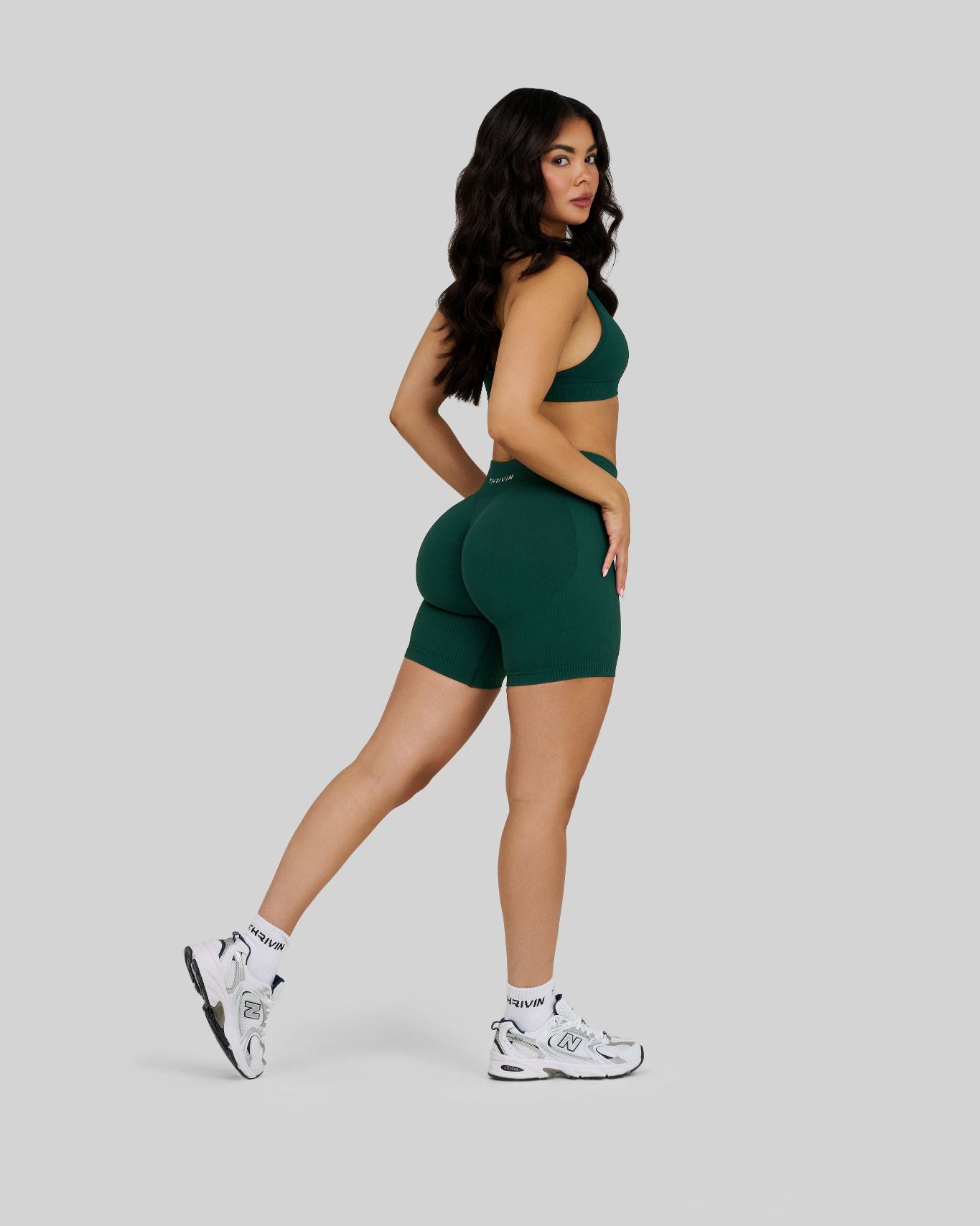 Elevate Ribbed Contour Shorts | Pine Green