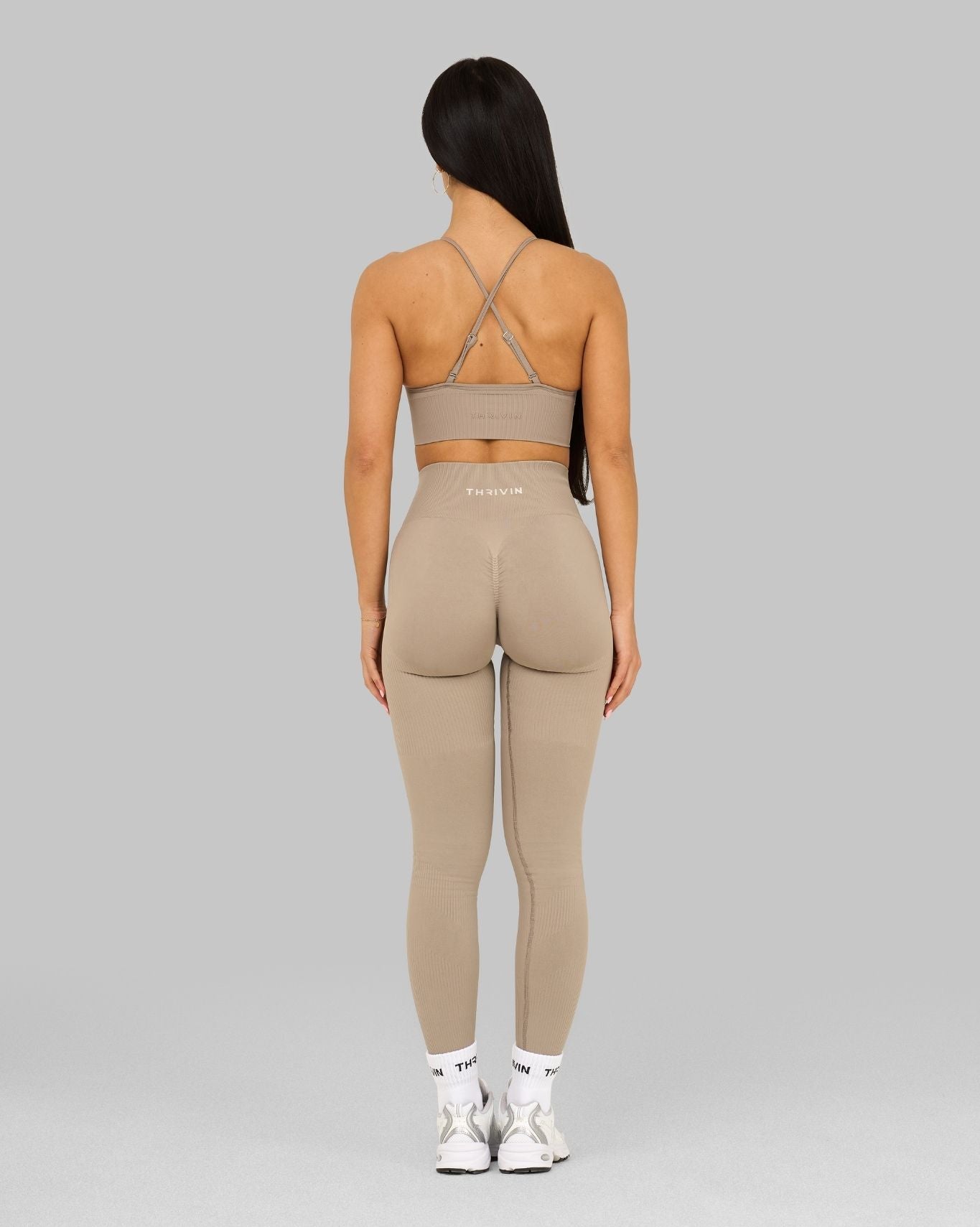 Elevate Ribbed High-Waisted Contour Leggings | Latte