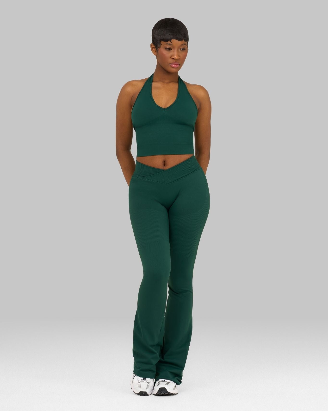 Elevate V-Waist Flared Leggings | Pine Green