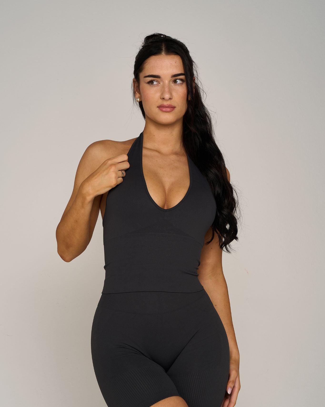 Elevate Sculpting Shapewear Top Halterneck | Charcoal Grey