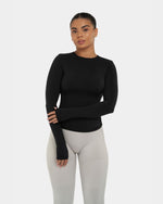 Arise – Nahtlose Sculpt-Ripp-Contour-Leggings – Schwarz