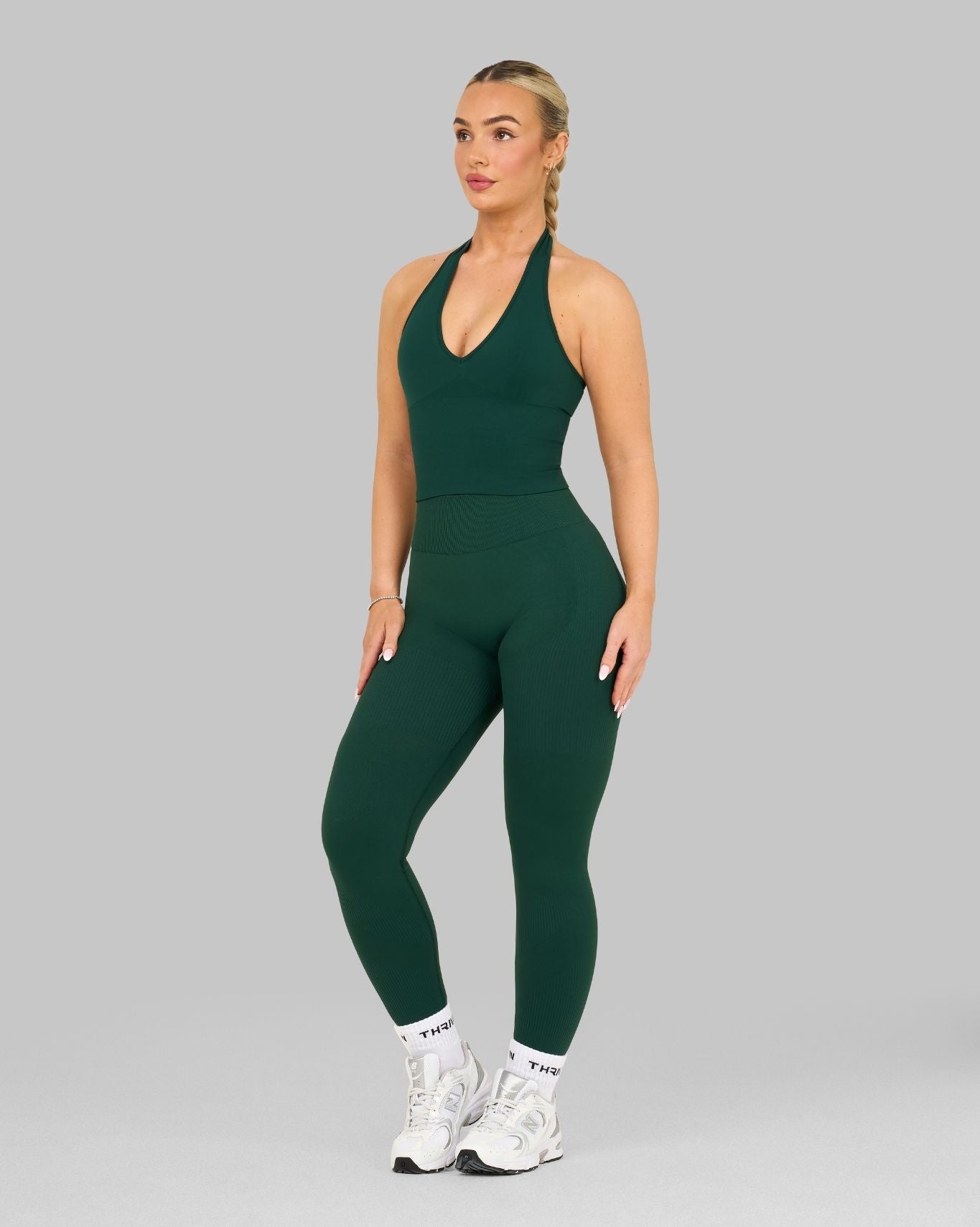 Elevate™ Ribbed High-Waisted Contour Leggings | Pine Green