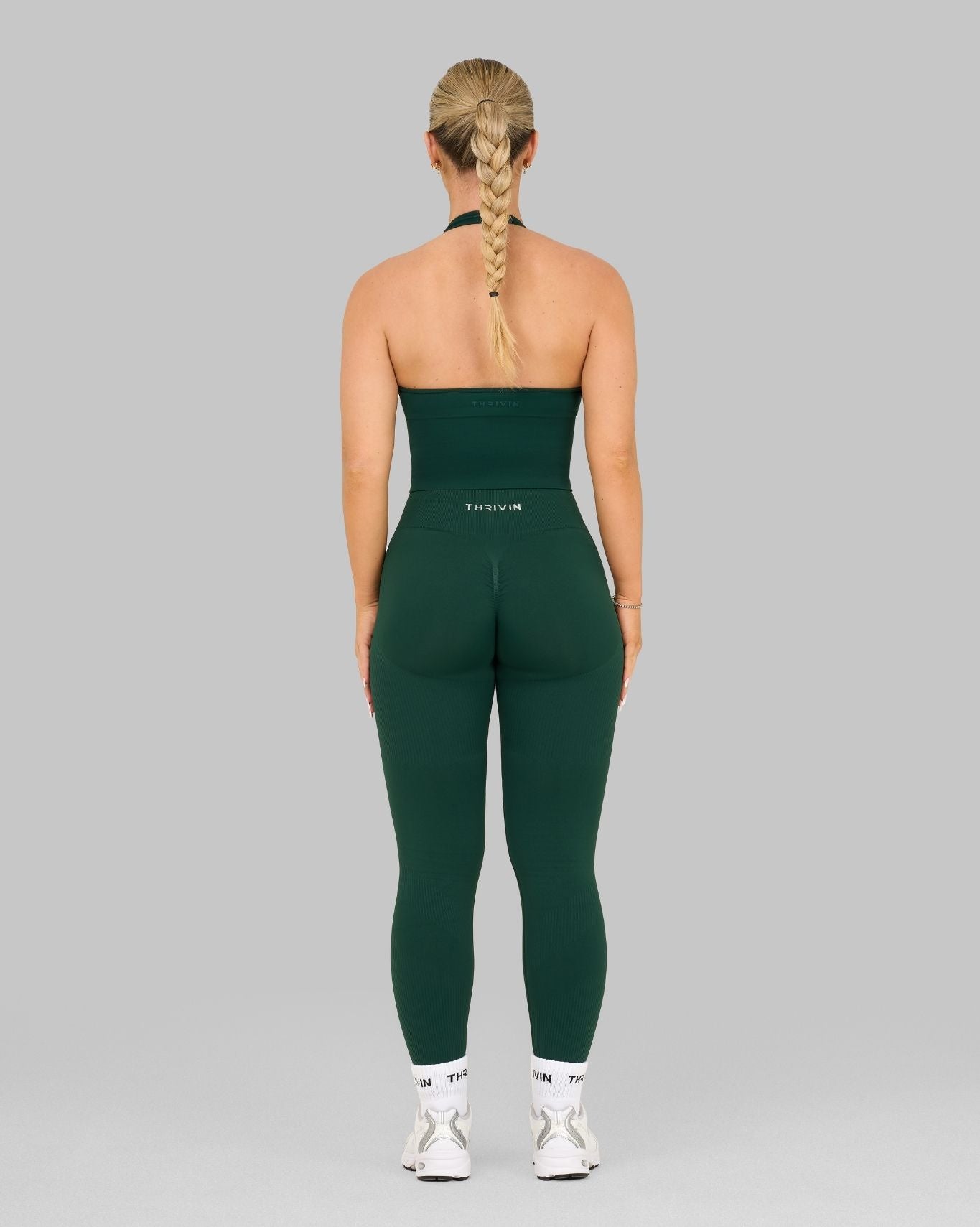 Elevate Ribbed High-Waisted Contour Leggings | Pine Green