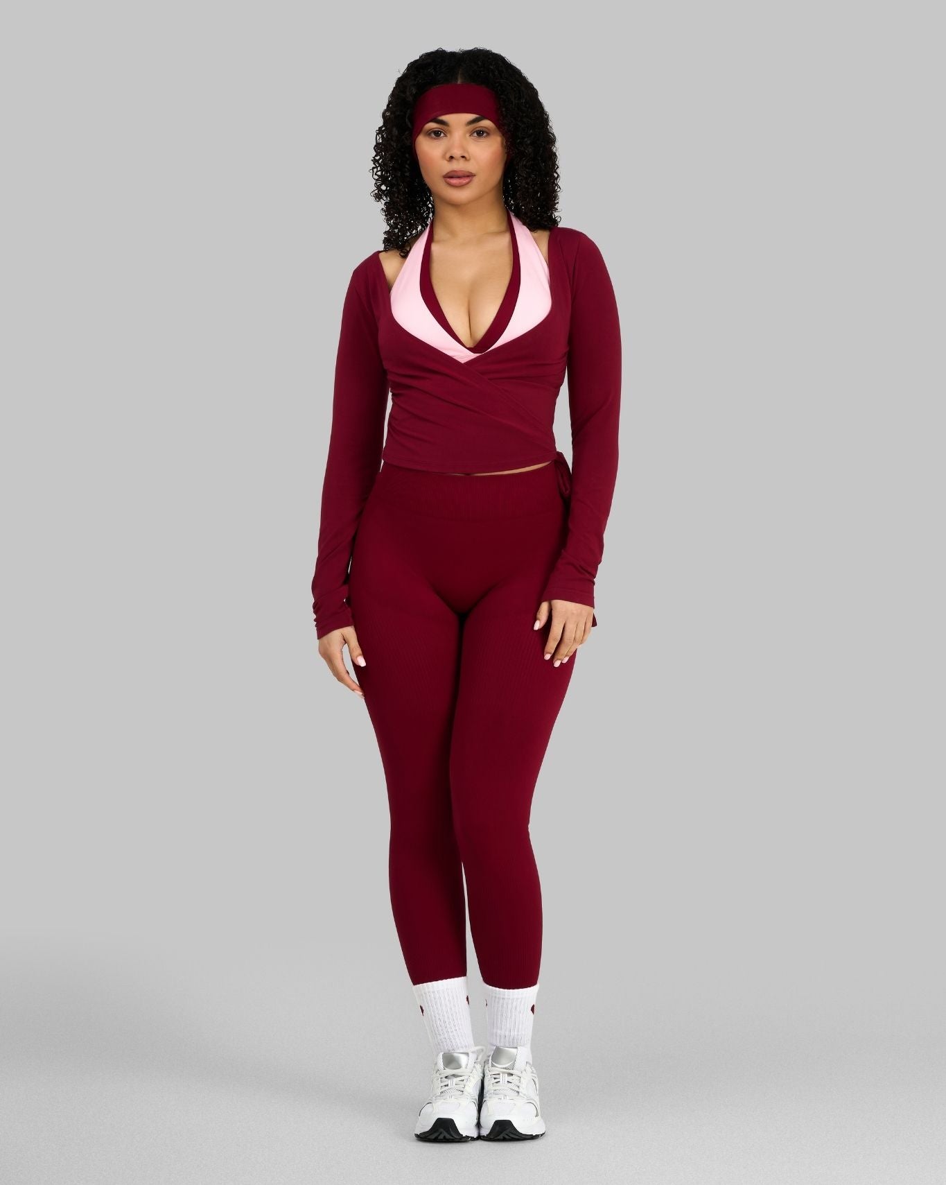 Multiway Long Sleeve Wrap Top | Raspberry