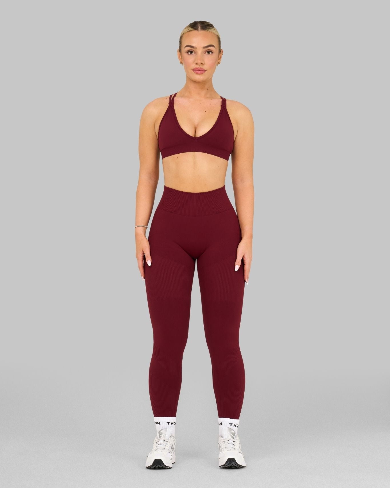 Elevate Ribbed High-Waisted Contour Leggings | Fine Wine