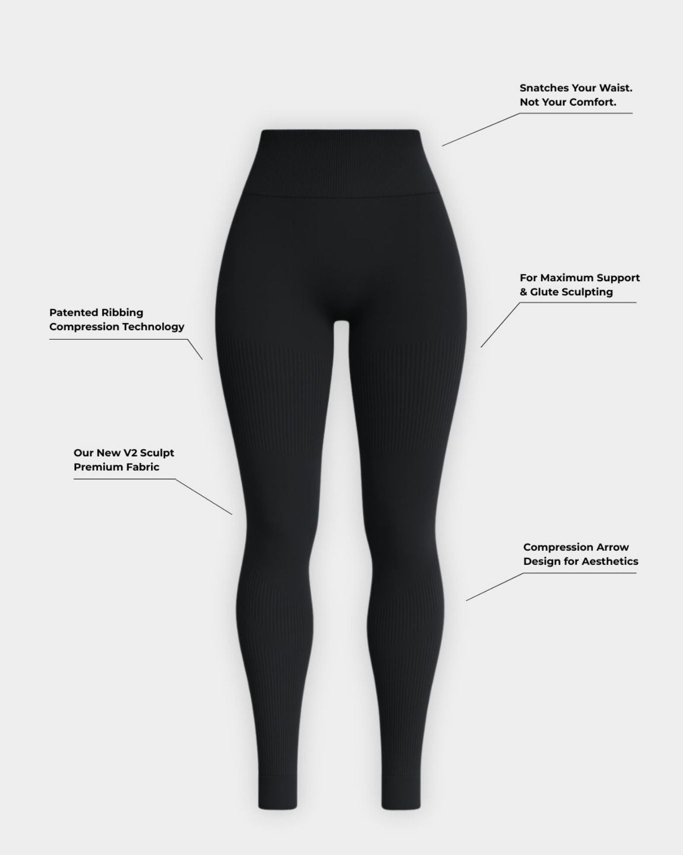 Sculptv2 Ribbed Contour Leggings | Pure Black