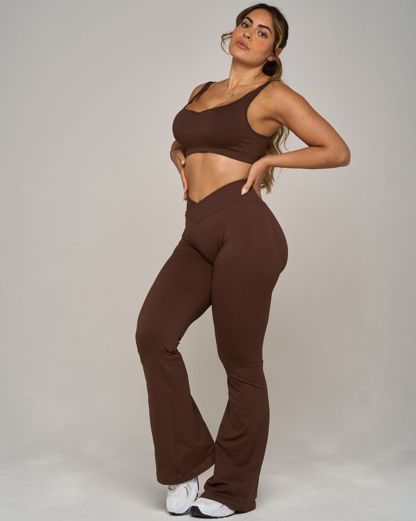 Chiara V Flared Leggings | Bourbon Brown