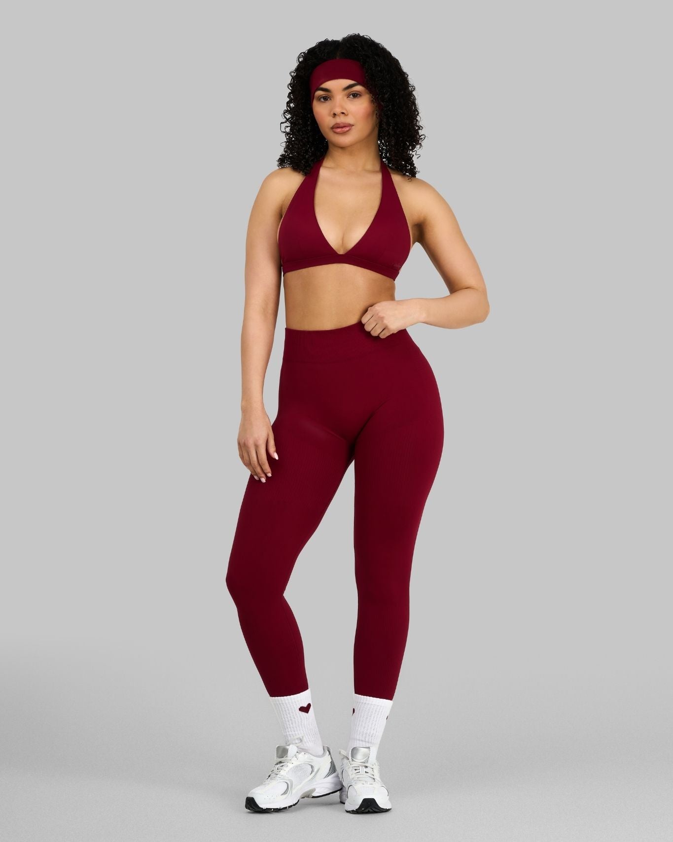 Elevate Ribbed Mid-Waisted Contour Leggings | Raspberry