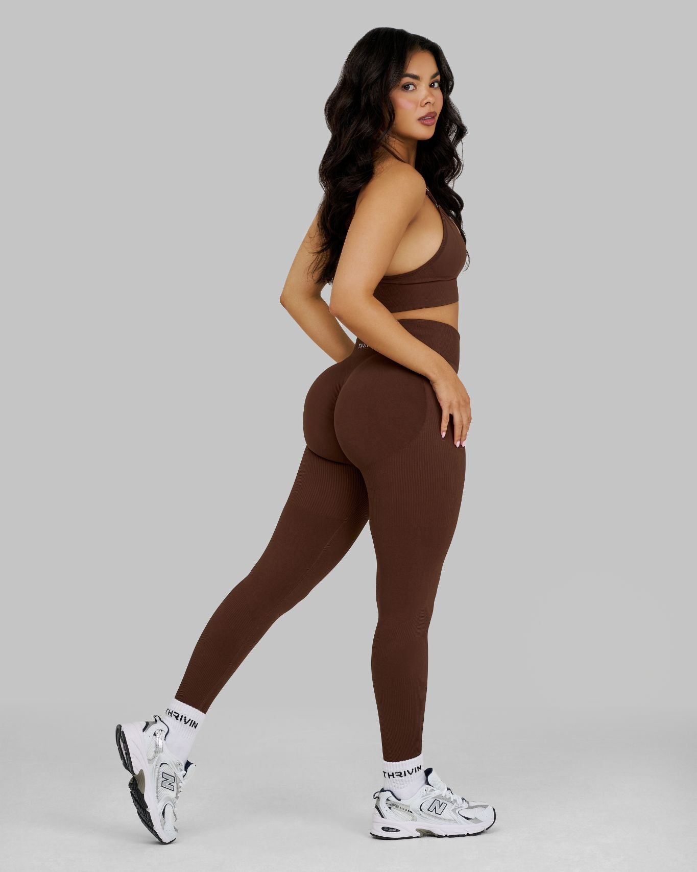 Elevate Ribbed Contour Leggings | Bourbon Brown