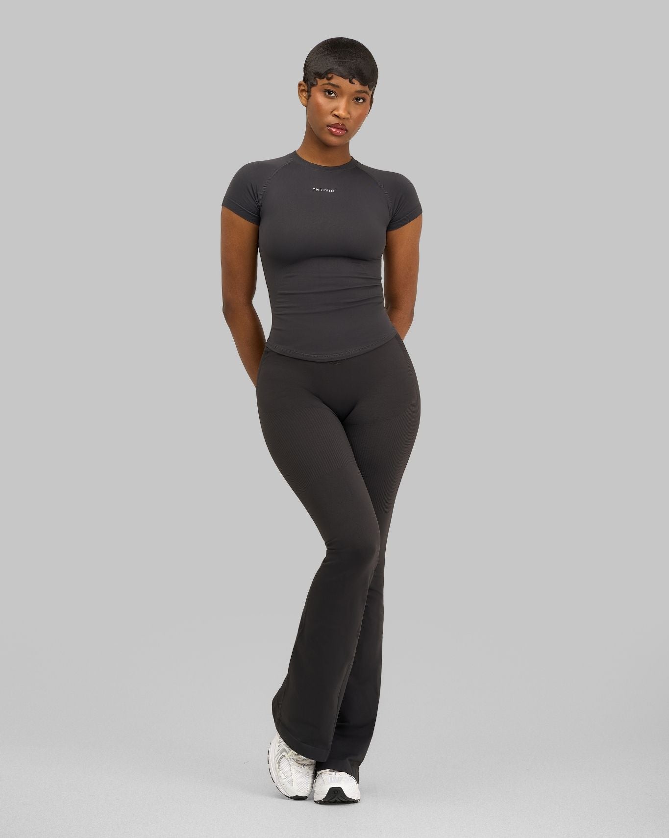 Elevate V-Waist Flared Leggings | Charcoal Grey
