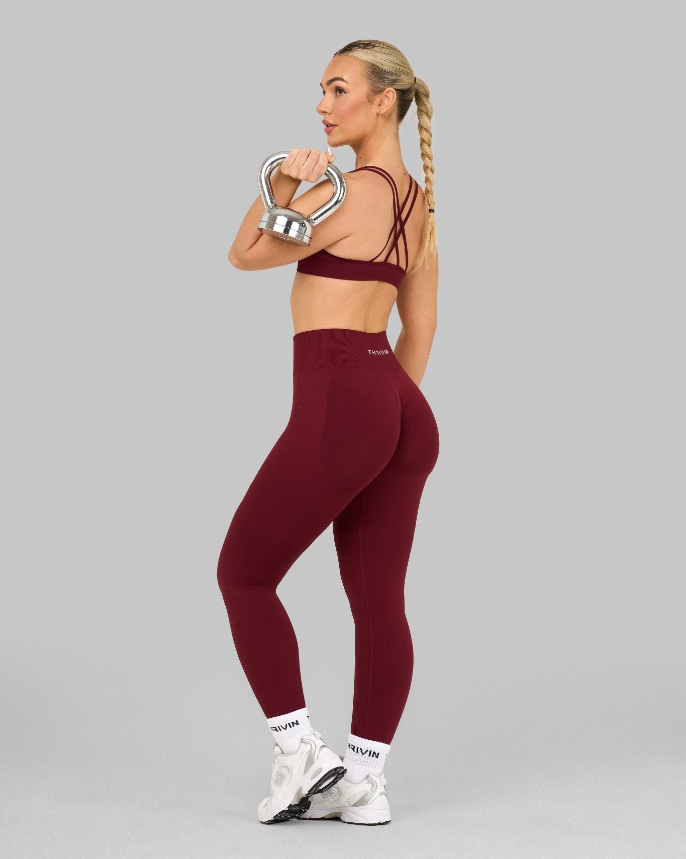 Elevate™ Ribbed High-Waisted Contour Leggings | Fine Wine