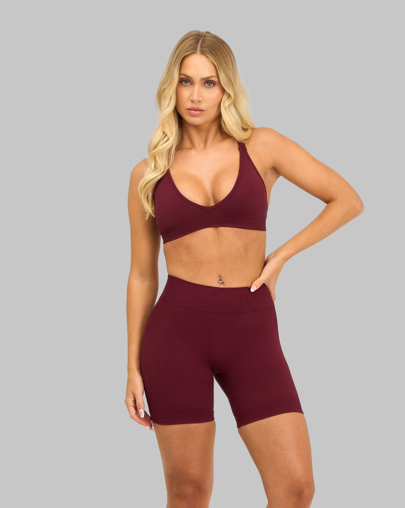 Elevate V-Neck Sculpt Seamless Bra | Cranberry