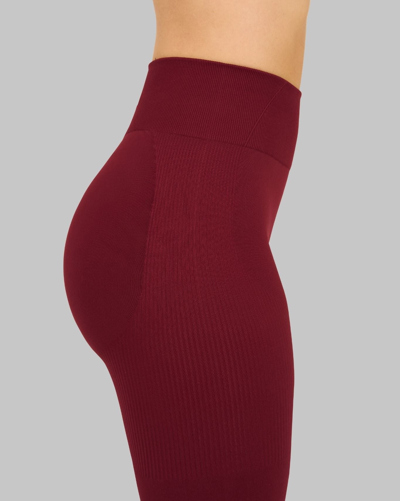 Elevate™ Ribbed High-Waisted Contour Leggings | Fine Wine