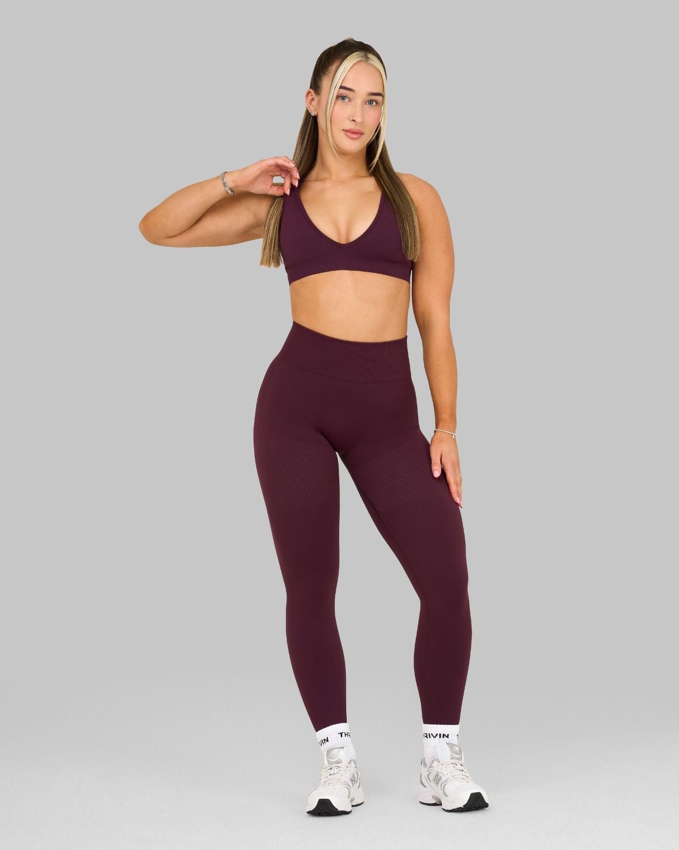 Elevate™ Ribbed High-Waisted Contour Leggings | Winter Plum