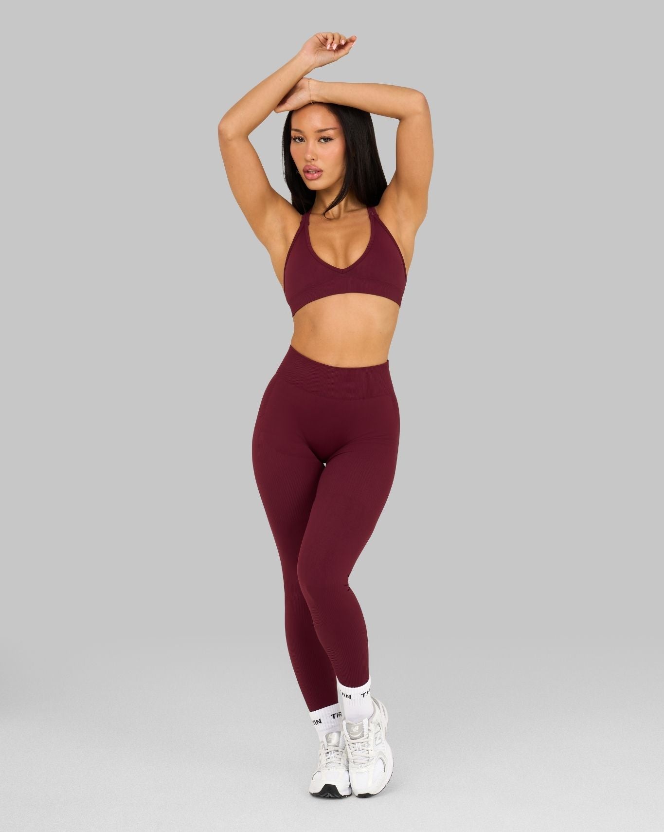 Elevate™ Ribbed Mid-Waisted Contour Leggings | Cranberry