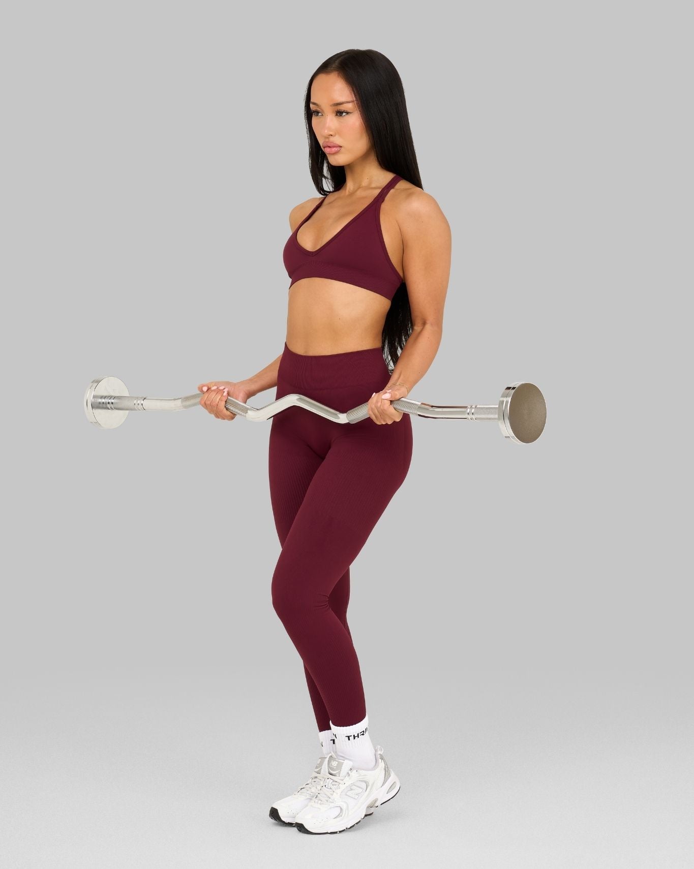 Elevate™ Ribbed Mid-Waisted Contour Leggings | Cranberry