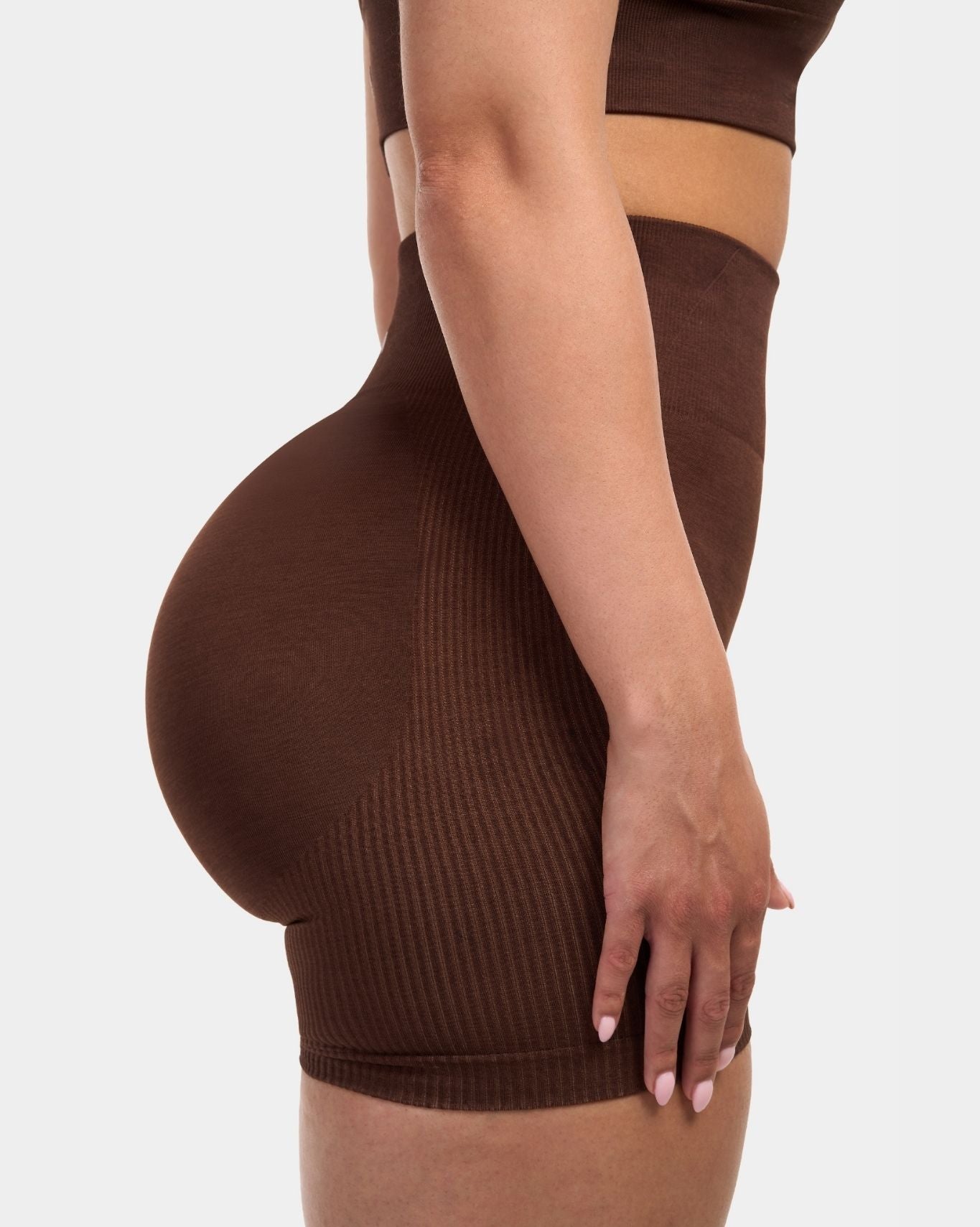 Seamless Sculpt Ribbed Contour Shorts | Bourbon Brown