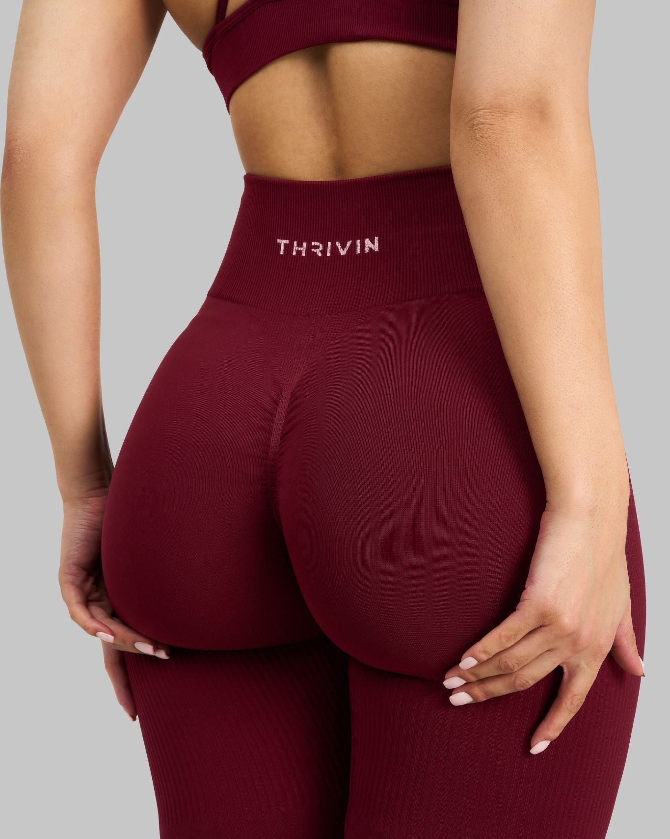 Elevate™ Ribbed High-Waisted Contour Leggings | Fine Wine