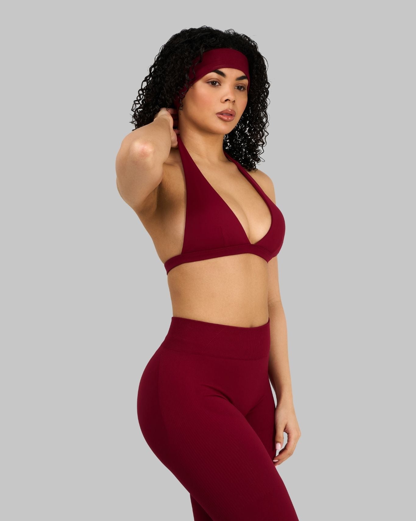 V-Neck Halterneck Bra | Raspberry