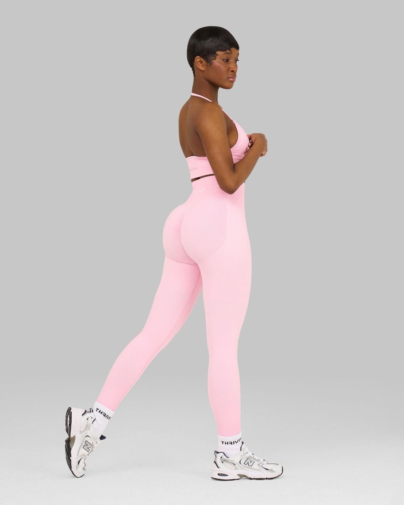 Elevate™ Ribbed High-Waisted Contour Leggings | Candy Pink