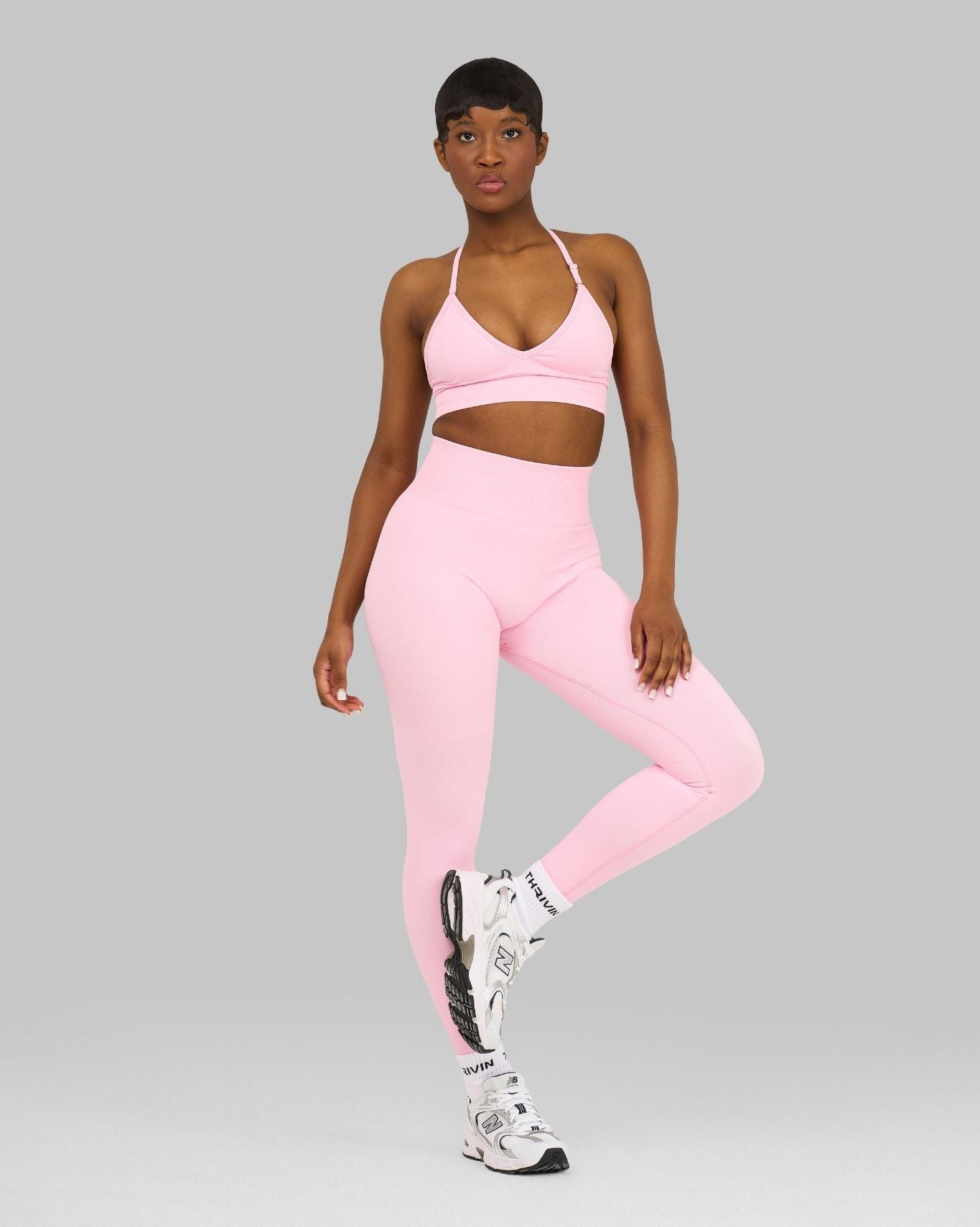 Elevate Ribbed High-Waisted Contour Leggings | Candy Pink