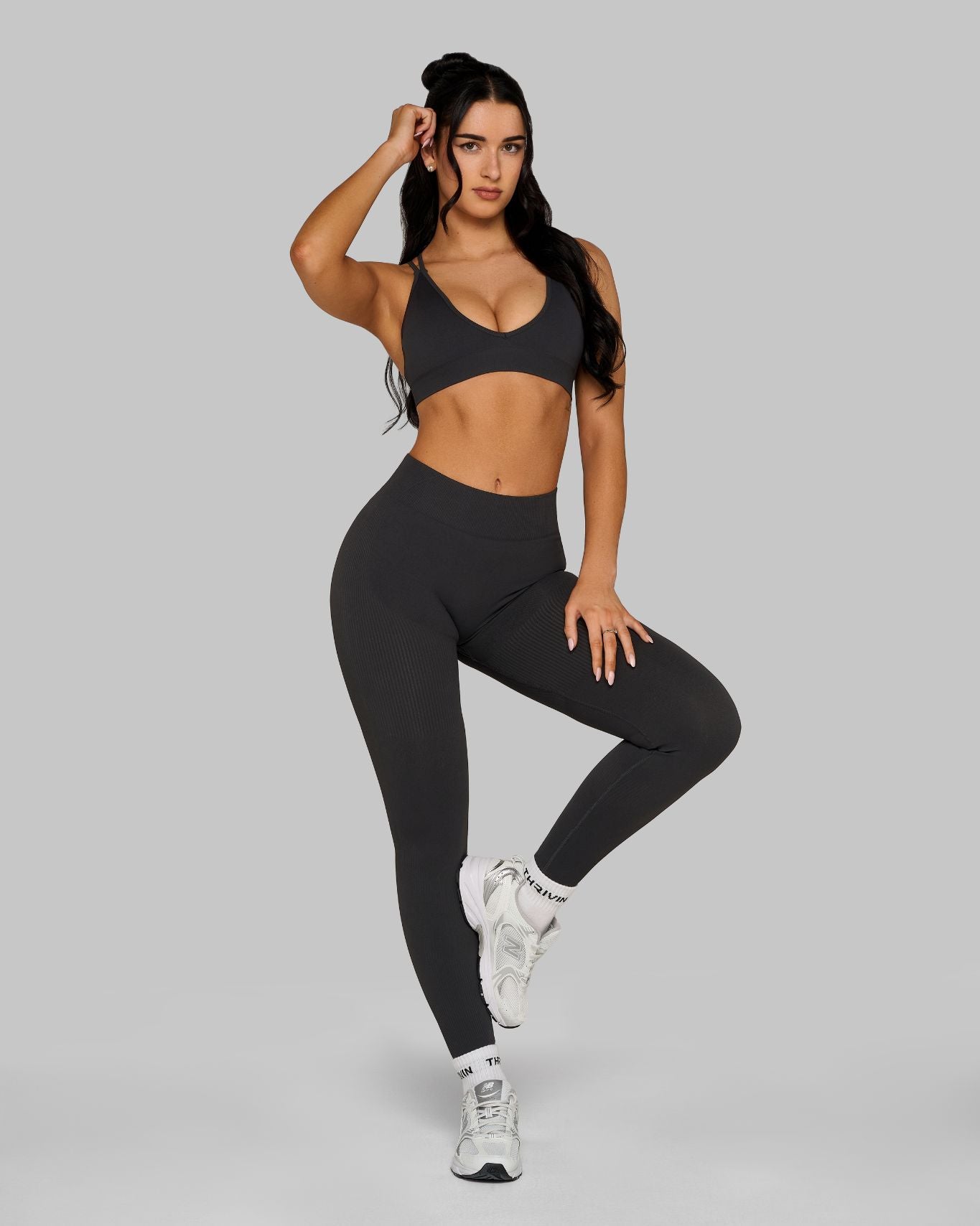 Elevate Ribbed Contour Leggings | Charcoal Grey
