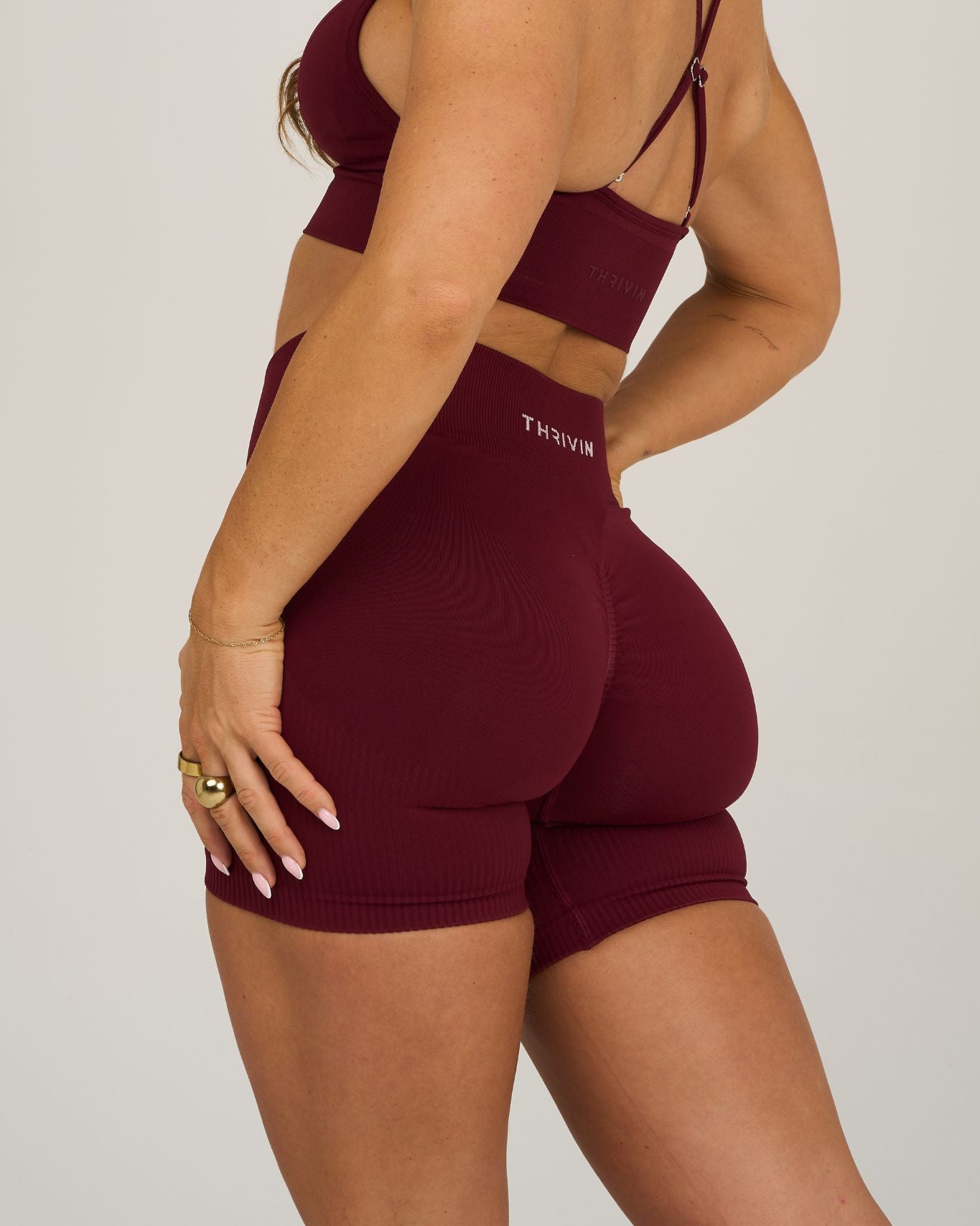 Elevate Ribbed Contour Shorts | Fine Wine