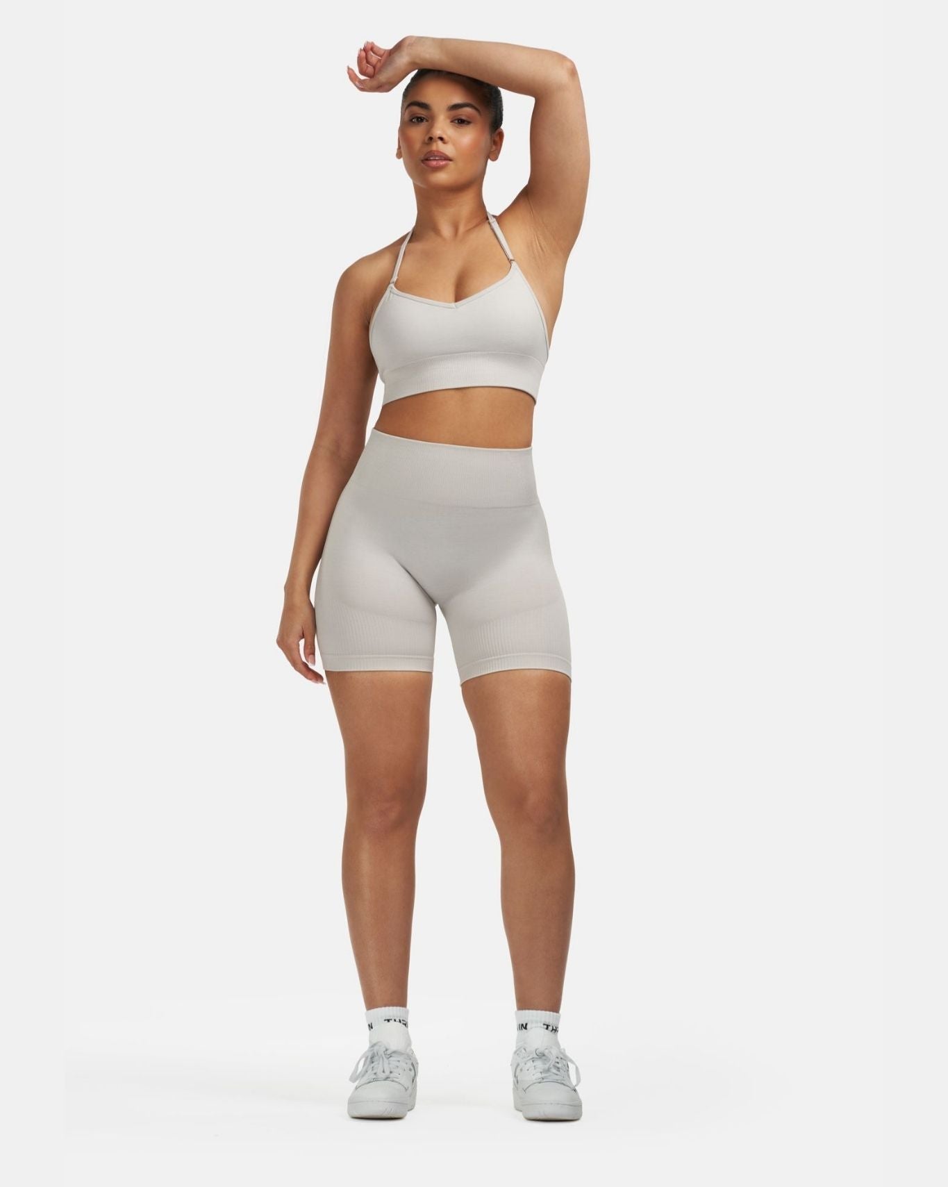 Seamless Sculpt Ribbed Contour Shorts | Stone Grey
