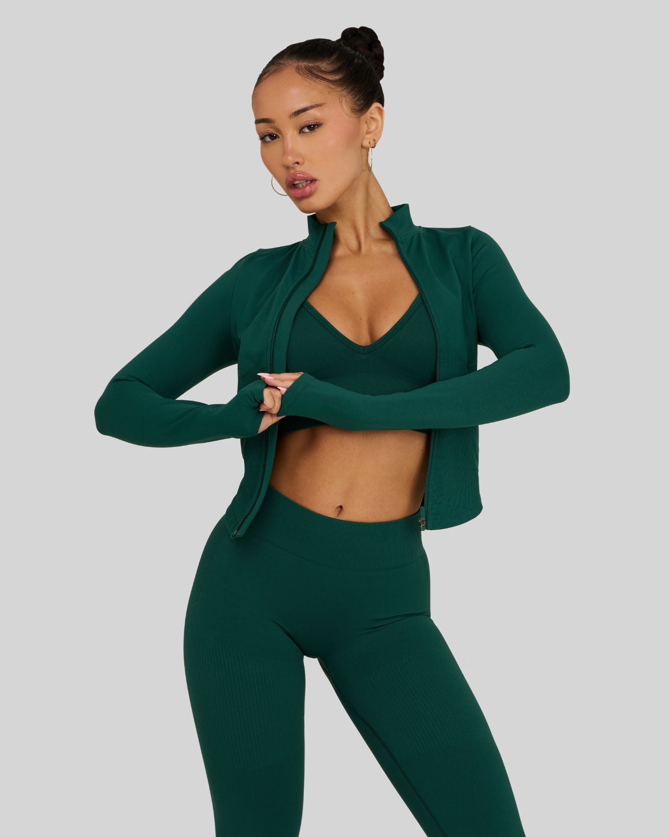 Elevate Ribbed Contour Leggings | Pine Green
