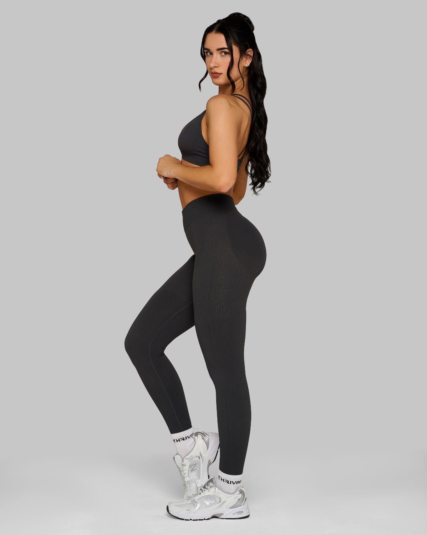 Elevate Ribbed Contour Leggings | Charcoal Grey