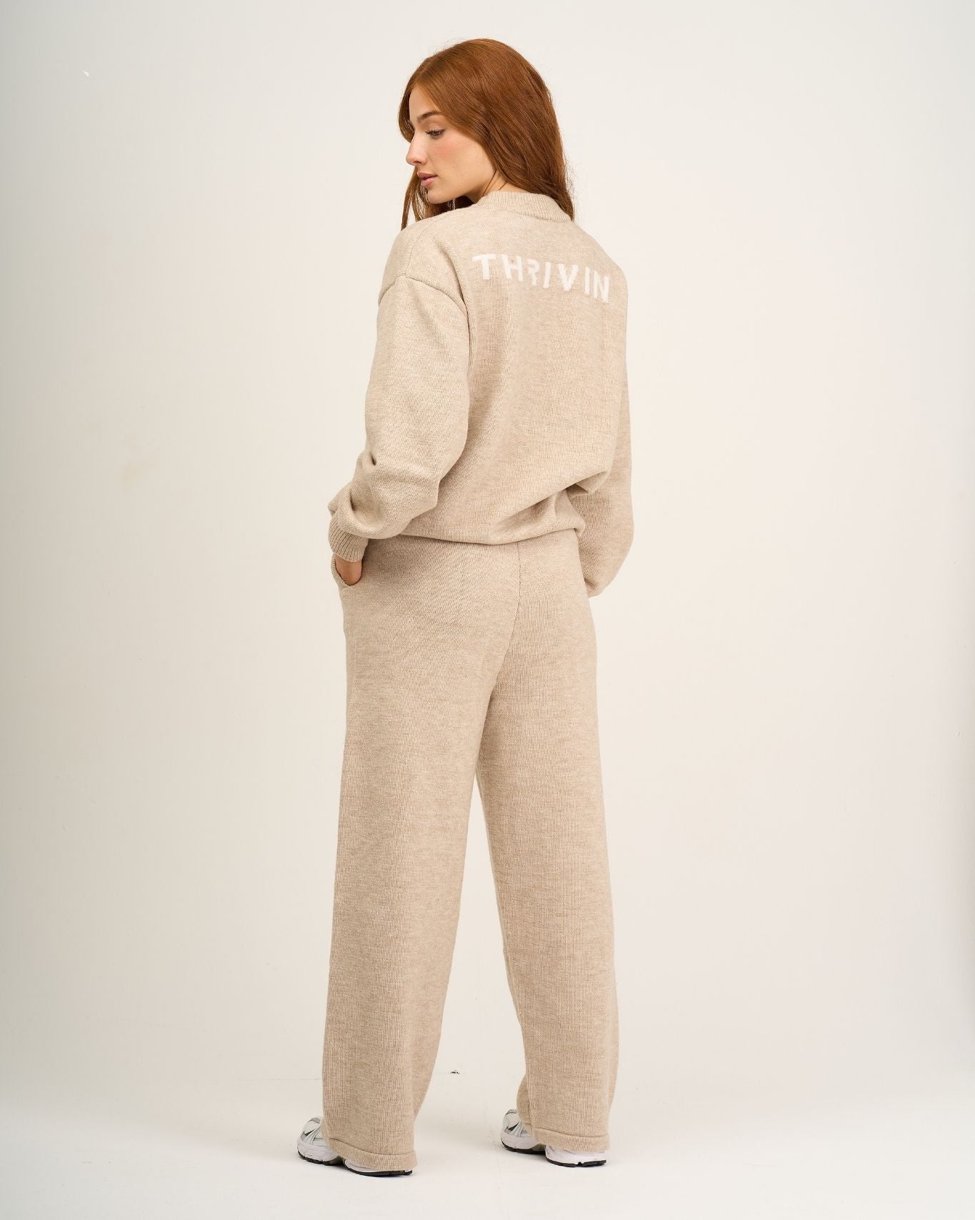 Essential Knitted Wide Leg Trouser | Oat