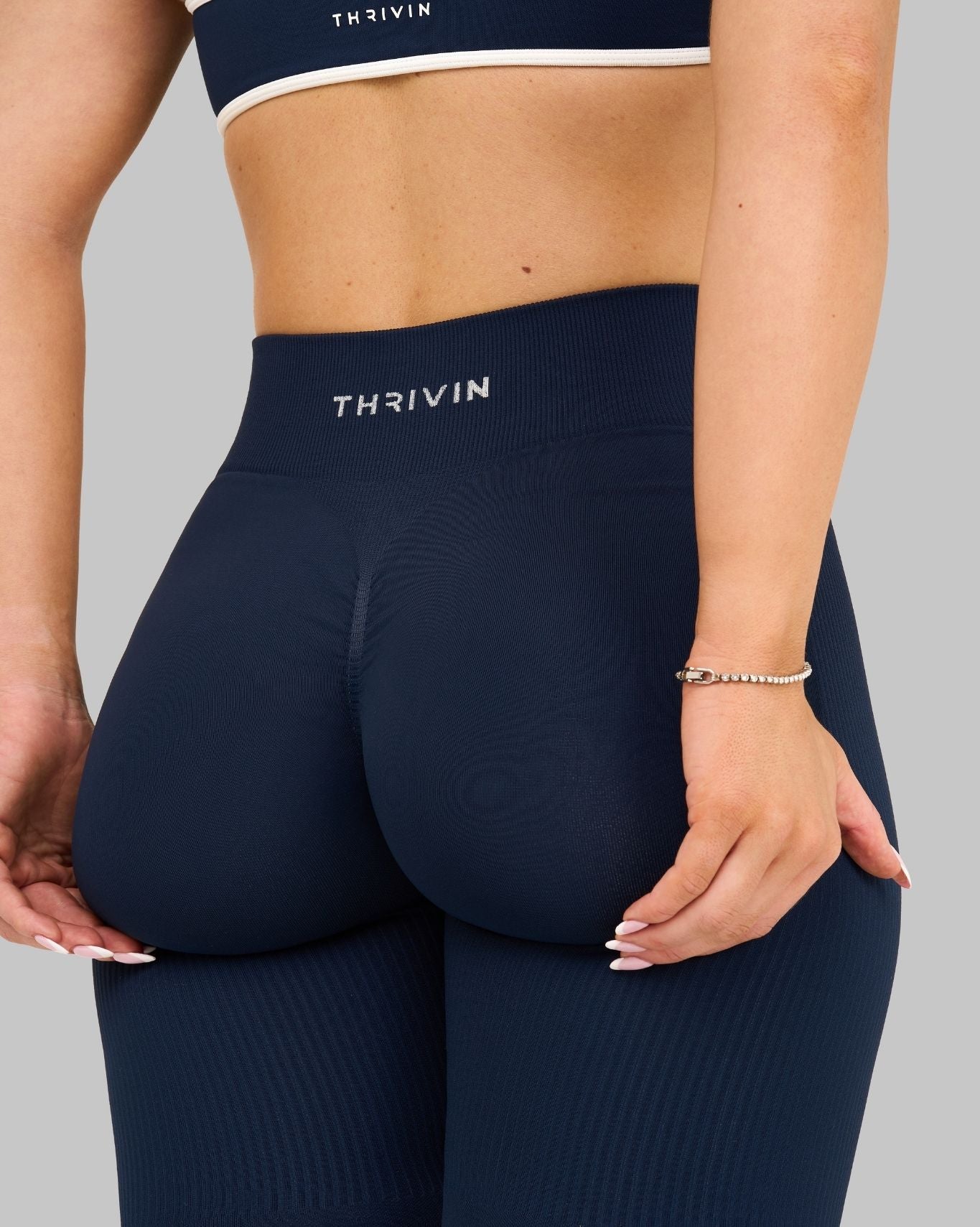 Elevate Ribbed High-Waisted Contour Leggings | Midnight Navy