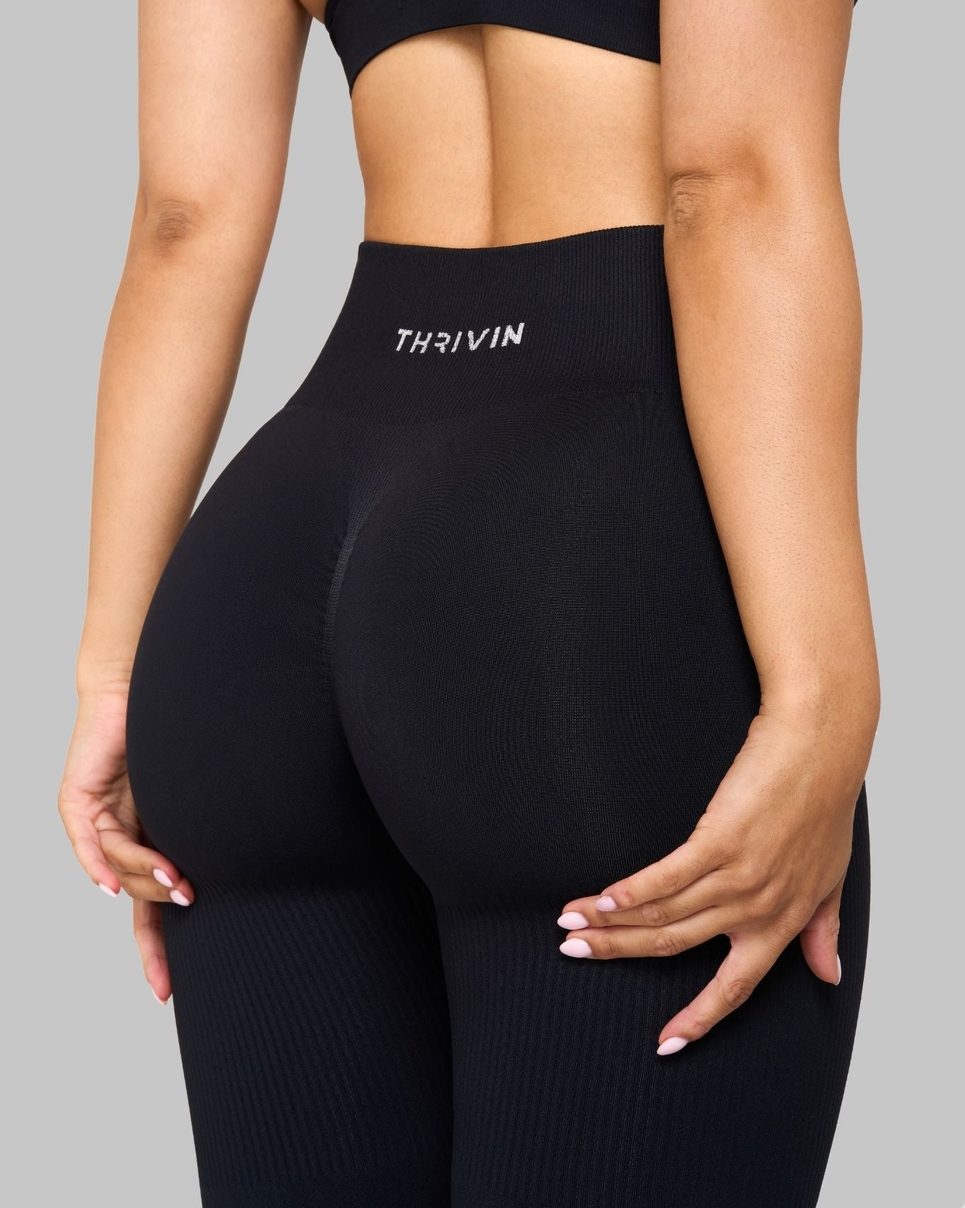 Elevate™ Ribbed High-Waisted Contour Leggings | Night Black