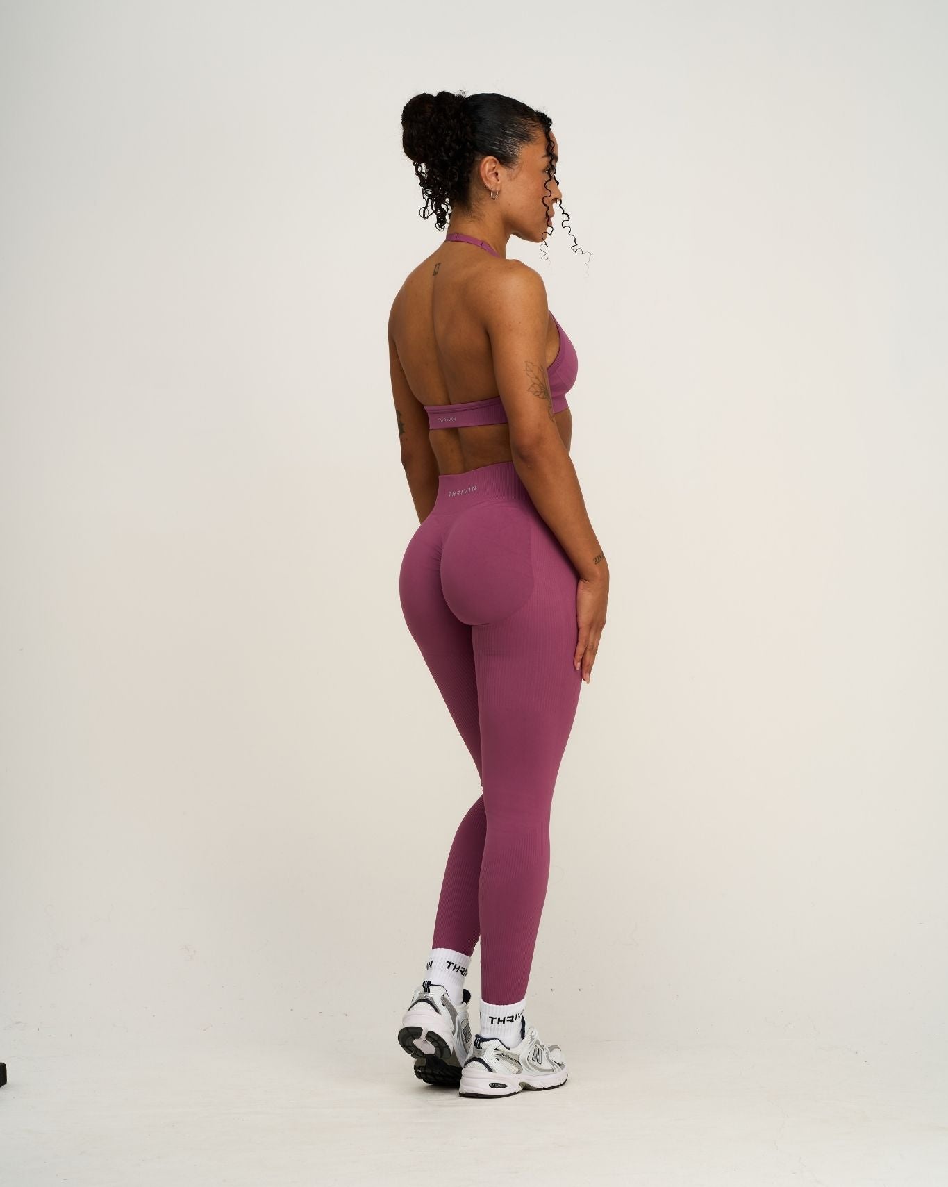 Elevate™ Ribbed Mid-Waisted Contour Leggings | Orchid Mauve