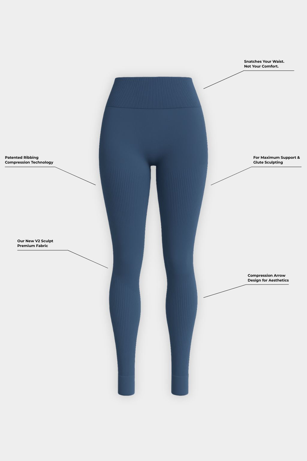 SculptV2 Ribbed Contour Leggings - Deep sea
