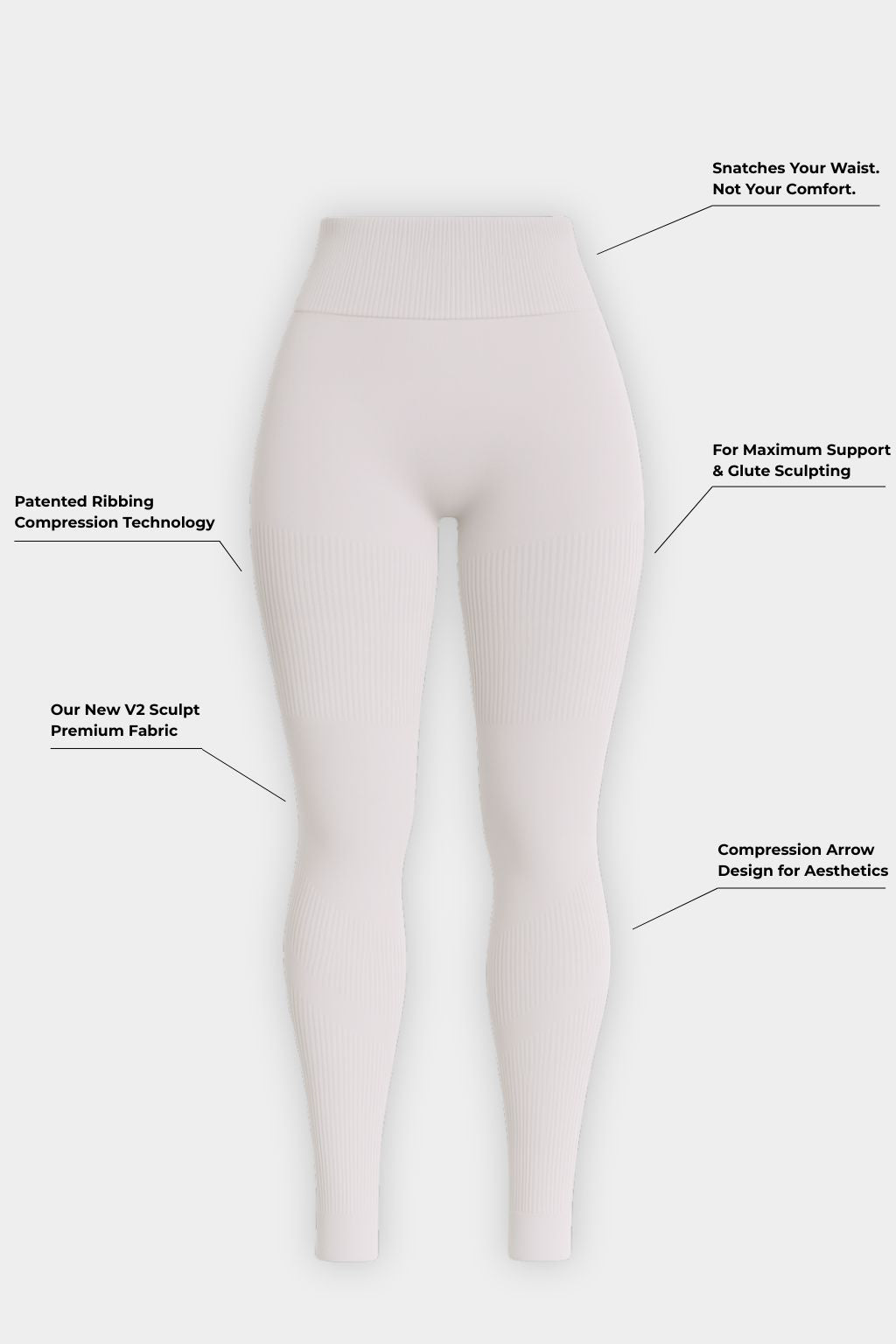 Arise - skulptur ribbed kontur leggings - lysegrå