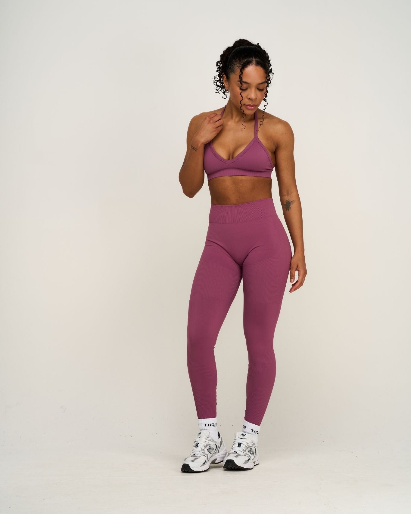 Elevate™ Ribbed Mid-Waisted Contour Leggings | Orchid Mauve