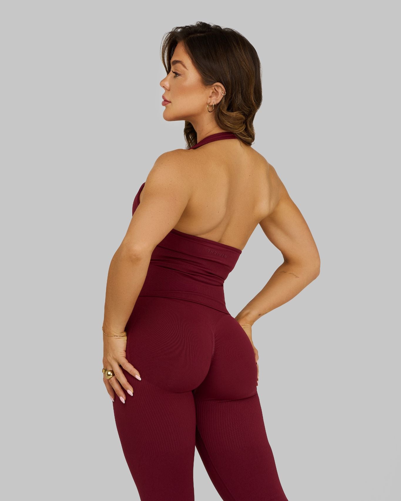 Elevate Sculpting Shapewear Top Halterneck | Fine Wine