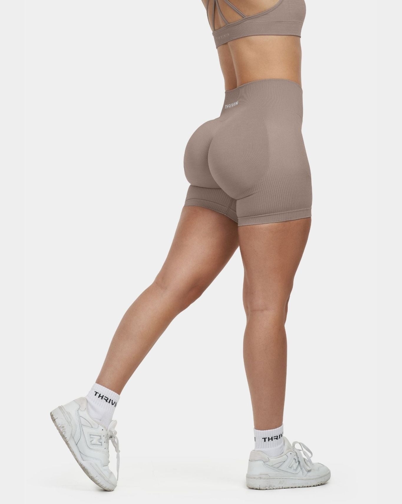 Seamless Sculpt Ribbed Contour Shorts | Khaki