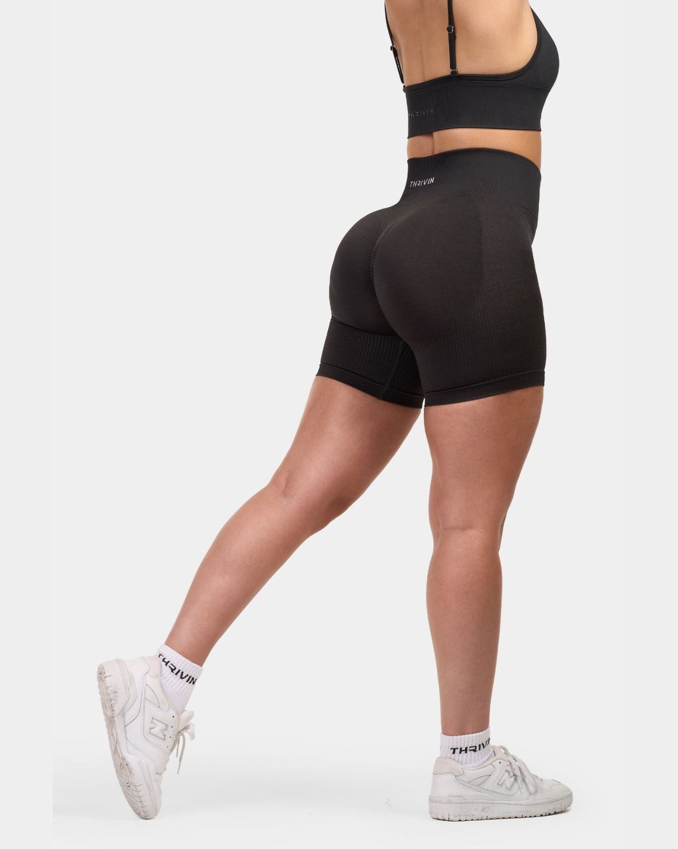 Seamless Sculpt Ribbed Contour Shorts | Charcoal Grey