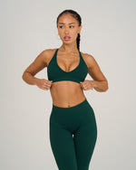 Elevate V-Neck Sculpt Seamless Bra | Pine Green