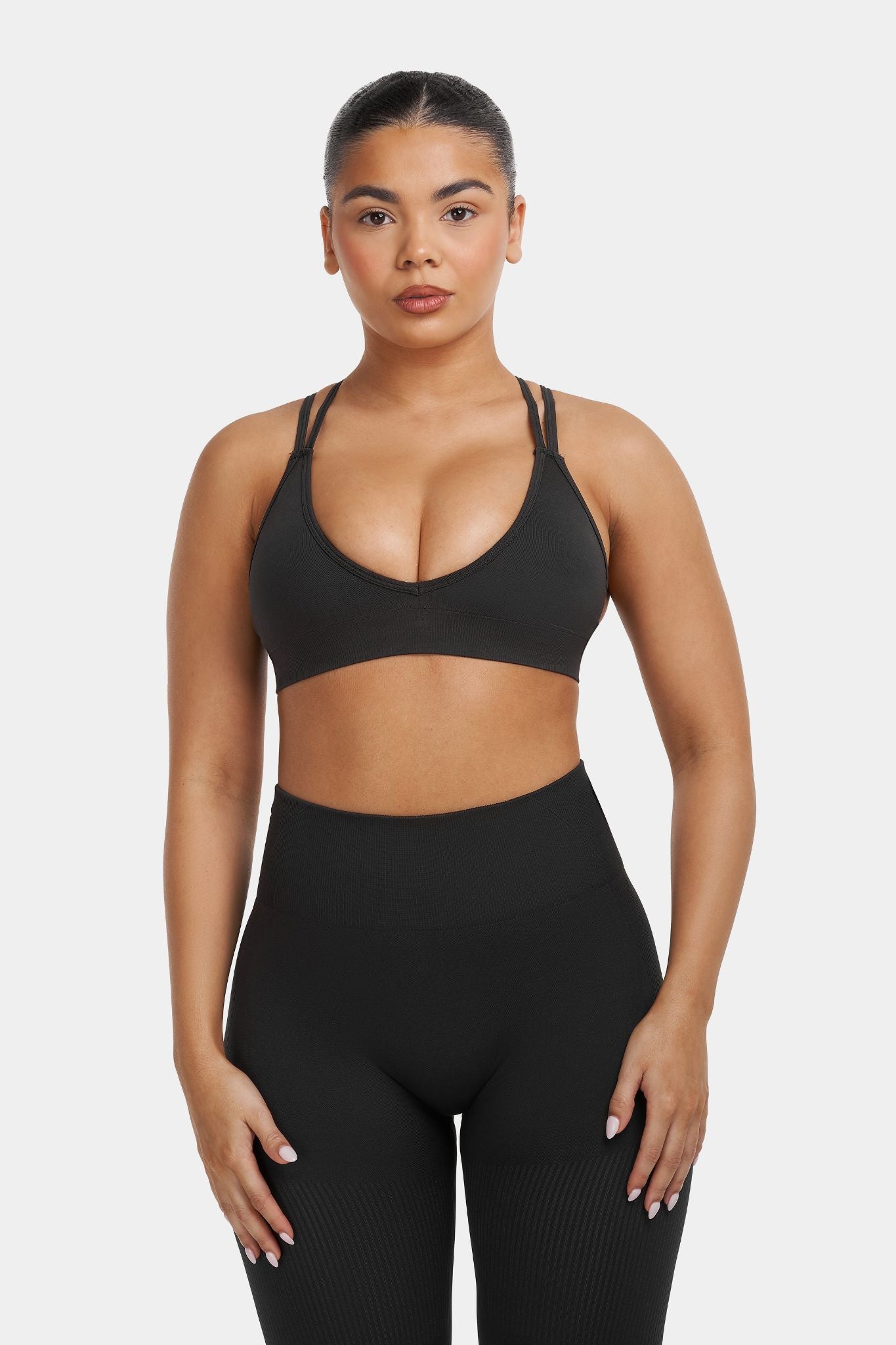 V-Neck Sculpt Seamless Bra | Charcoal Grey | Pre-Order