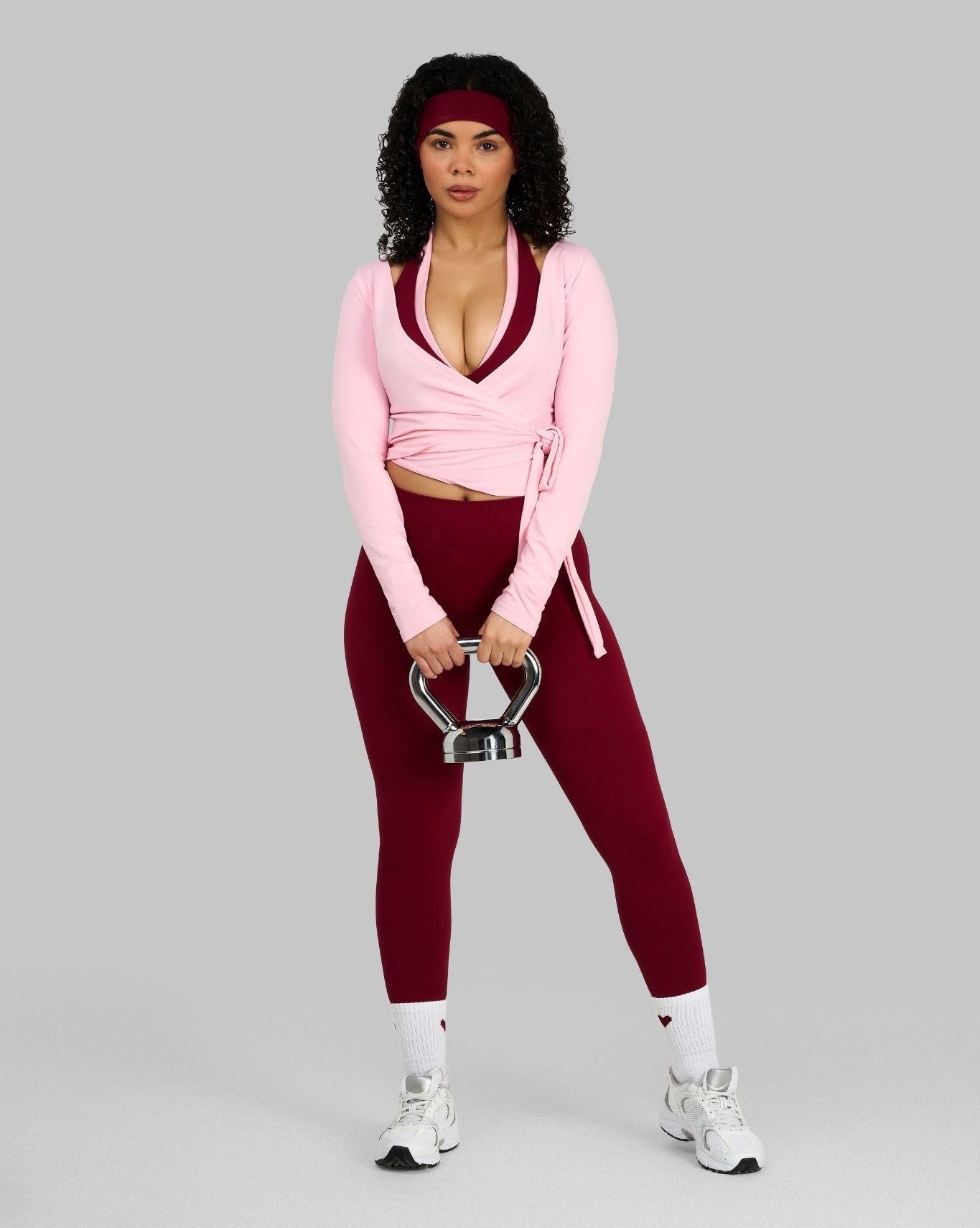 Multiway Long Sleeve Wrap Top | Cotton Pink