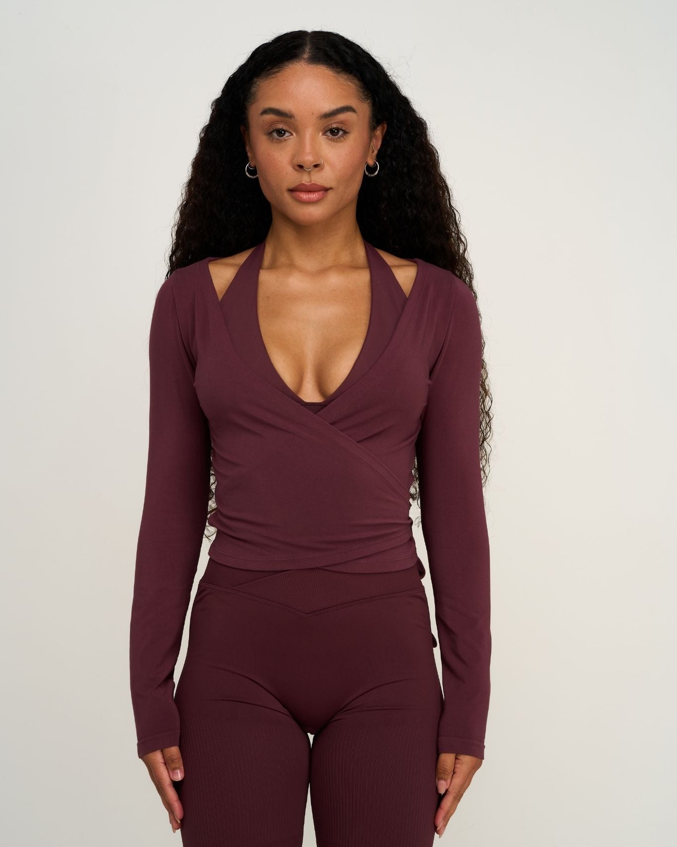 The Essential Collection Wrap Top | Dark Mauve